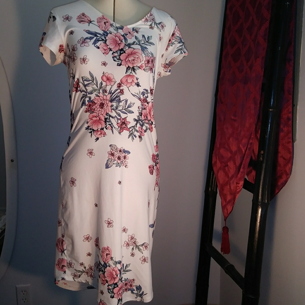 White Floral Boho Dress